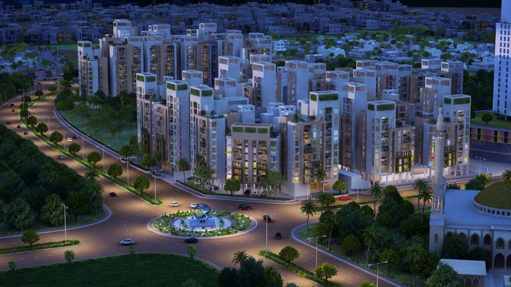 Globe Residency master plan at night